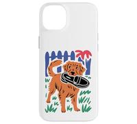 Carcasa para iPhone 14 Plus Divertido Perro Golden Retriever roba Zapato