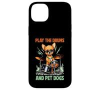 Carcasa para iPhone 14 Plus Drummer Dog Play The Drums Perro Mascota Percusión Tambores Percusión
