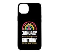 Carcasa para iPhone 14 Plus Enero es mi cumpleaños, sí, Todo el Mes, Boho Rainbow