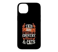 Carcasa para iPhone 14 Plus Este Chico Corre con música Country y Gatos