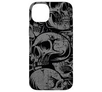 Carcasa para iPhone 14 Plus Estilo 90s Gris Negro Cráneos Tatuaje Tradicional Americano