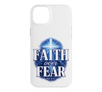 Carcasa para iPhone 14 Plus Faith Over Fear Phil 4:13 Cruz Cristiana versículo bíblico
