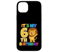 Carcasa para iPhone 14 Plus Fiesta temática de Safari de león de 6 años con Texto en inglés It's My 6th Birthday
