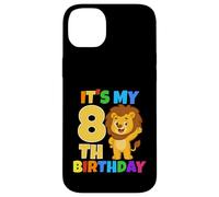 Carcasa para iPhone 14 Plus Fiesta temática de Safari de león de 8 años con Texto en inglés It's My 8th Birthday
