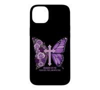 Carcasa para iPhone 14 Plus Floral Butterfly Isaías 41:1 Verso bíblico Conciencia sobre el Lupus