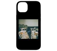 Carcasa para iPhone 14 Plus Foto Retro de Gatos con Cerveza Divertida, Divertida Fiesta de Gatos enfriados con Alcohol