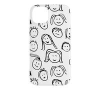 Carcasa para iPhone 14 Plus Funny Artsy Linocut Kids Faces, Lindo Sonriendo riendo