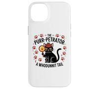 Carcasa para iPhone 14 Plus Funny Cat Detective Purrpetrator Crimen Verdadero Misterio de Asesinato