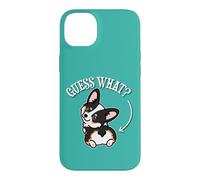 Carcasa para iPhone 14 Plus Funny Girl Kawaii Guess What Butt Black Tricolor Corgi Lover