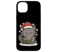 Carcasa para iPhone 14 Plus Gato Lee Libro en Navidad