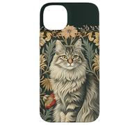 Carcasa para iPhone 14 Plus Gato Maine Coon Vintage Estilo William Morris