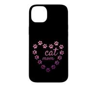 Carcasa para iPhone 14 Plus Gato Mamá Corazón Huellas Estéticas Lindas Patas Rosa