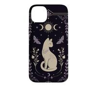 Carcasa para iPhone 14 Plus Gato místico Celestial Luna Polilla Botánica Arte Oculto
