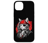 Carcasa para iPhone 14 Plus Gato Pirata japonés Ronin Samurai Anime Kitten Kanji Art