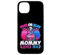 Carcasa para iPhone 14 Plus Gender Reveal Mommy Team Rosa o Azul Qué Piensas