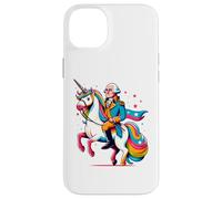 Carcasa para iPhone 14 Plus George Washington Riding A Unicorn Rainbow Colorido Gráfico
