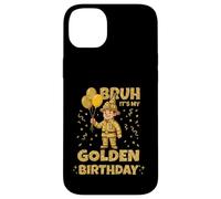 Carcasa para iPhone 14 Plus Golden Birthday Boys Girls Bday Fiesta de cumpleaños Bombero