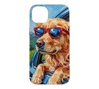 Carcasa para iPhone 14 Plus Golden Retriever Road Trip - Accesorio estético para Amantes de los Perros