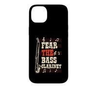 Carcasa para iPhone 14 Plus Gráfico de Notas Musicales para Clarinete Fear The Bass