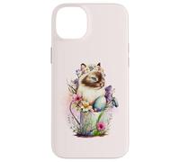 Carcasa para iPhone 14 Plus Happy Easter Cat Easter Tea Cup Coffee Cat Siamese Floral