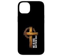 Carcasa para iPhone 14 Plus He Is Risen Cross Crown Thorns Mateo 28:6 Fe Cristiana