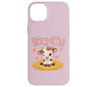 Carcasa para iPhone 14 Plus Heno Girl Cute Cow Kawaii Farm Animal Pink Bow Hearts