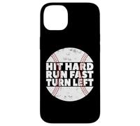 Carcasa para iPhone 14 Plus Hit Hard Run Fast Turn Left Baseball Softball Pun Baseballer