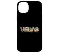 Carcasa para iPhone 14 Plus Horizonte de Las Vegas con Edificios icónicos en Negrita Texto de Las Vegas