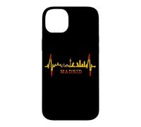 Carcasa para iPhone 14 Plus Horizonte de Madrid Skyline Latido Pulso Bandera Amo Madrid
