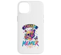 Carcasa para iPhone 14 Plus I Could Be Meaner Skull Butterfly Art, Dark Gothic Floral