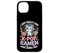 Carcasa para iPhone 14 Plus I Just Love K-Pop Ramen and Boba Tea Cute Cat Graphic