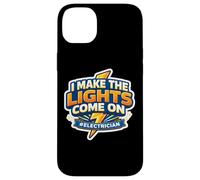 Carcasa para iPhone 14 Plus I Make The Light Come On, Divertido Electricista Chiste Cita Juego de Palabras