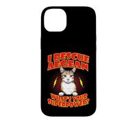Carcasa para iPhone 14 Plus I Rescue Aegean Cat What's Your Superpower Funny Cats Lover