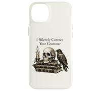 Carcasa para iPhone 14 Plus I Silently Correct Your Grammar Skull Raven Funny Teacher