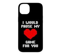 Carcasa para iPhone 14 Plus I Would Pause My Game For You Corazones De Píxeles Amor