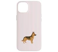 Carcasa para iPhone 14 Plus Ilustración Pastor Alemán Diseño Estético Rayas Rosa