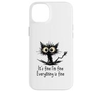 Carcasa para iPhone 14 Plus It's Fine I'm Fine Funny Chaotic Cat Meme Morning Mood