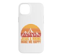 Carcasa para iPhone 14 Plus Jesus and Hiking Make Me Happy Fun para Excursionistas Unisex