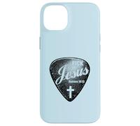 Carcasa para iPhone 14 Plus Jesús Guitarra Púa Silueta Fe Cristiana