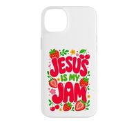 Carcasa para iPhone 14 Plus Jesus is My Jam Cute Christian Strawberry Faith