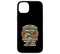 Carcasa para iPhone 14 Plus Jesus Was Carpenter Woodworker Creed Medida Dos Veces CT Una Vez