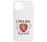 Carcasa para iPhone 14 Plus Juego de Palabras «I Love You Berry Much Cute Heart» con Forma de corazón y Fresa