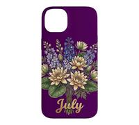 Carcasa para iPhone 14 Plus July Birth Flower Larkspur & Water Lily Cute Floral Birthday