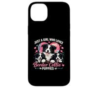 Carcasa para iPhone 14 Plus Just a Girl Who Loves Border Collie Puppies Lindo corazón de Perro