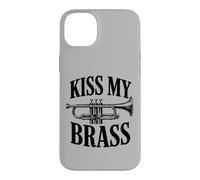 Carcasa para iPhone 14 Plus Kiss My Brass Trompeta Juego de Palabras Divertido Banda de música Músico Juego de Palabras