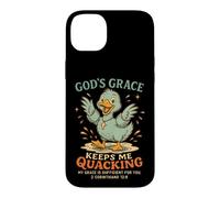 Carcasa para iPhone 14 Plus La Gracia de Dios me Mantiene cuestionando Pato Cristiano