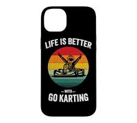 Carcasa para iPhone 14 Plus La Vida es Mejor con Go Karting Vintage Kart Racing