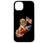 Carcasa para iPhone 14 Plus Labrador Retriever Lab 4 de Julio 4 Bandera Estadounidense