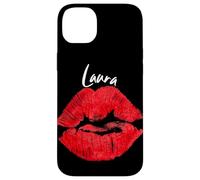 Carcasa para iPhone 14 Plus Laura Red Lips Nombre Personalizado