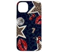 Carcasa para iPhone 14 Plus Leopard Stars Cherry Kiss Disco Ball Y2K Negro Cheetah Print